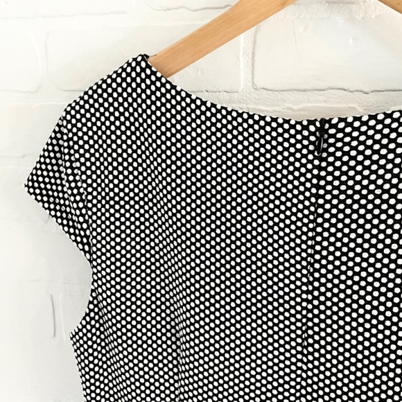 Vintage Laura Peplum dress Polka dot Belted Round neck Black White Pleated Sz 14 - Picture 8 of 11